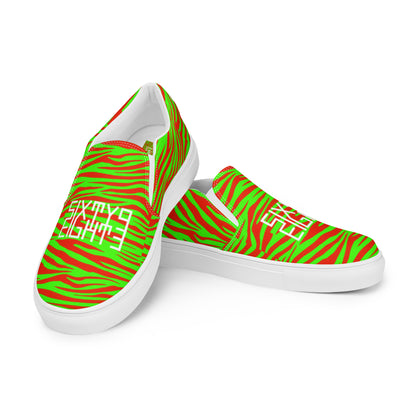 Sixty Eight 93 Logo White Zebra Strawberry Lime Women's Slip On Shoes
