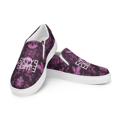 Sixty Eight 93 Logo White Floral Black & Pink Women’s Slip On Shoes