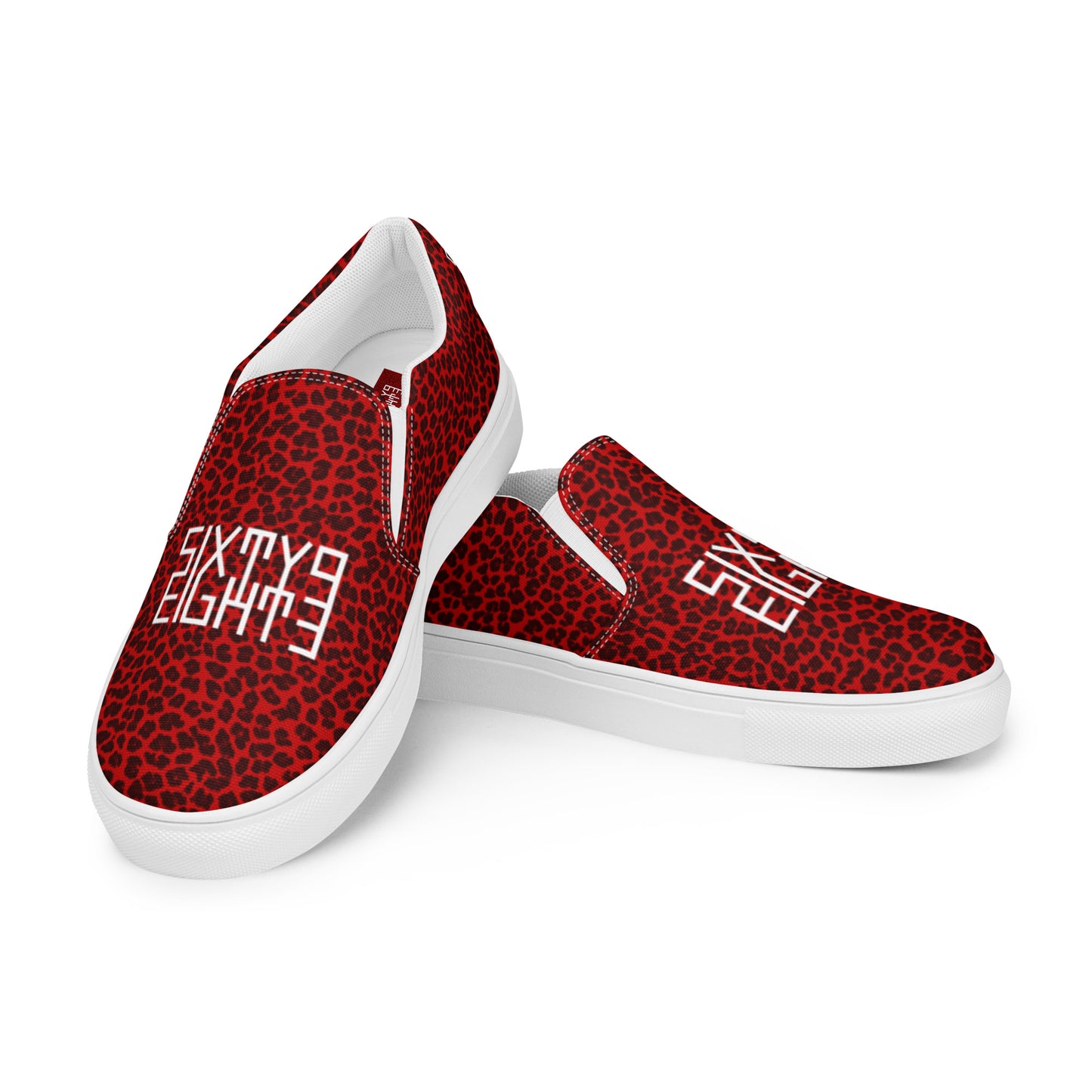 Sixty Eight 93 Logo White Cheetah Red Women's Slip On Shoes