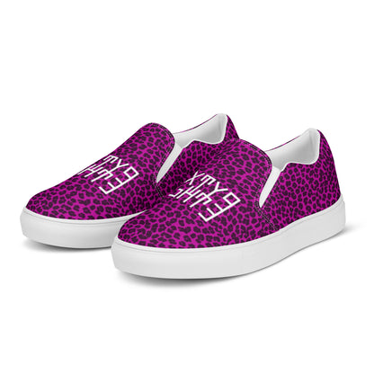 Sixty Eight 93 Logo White Cheetah Fuchsia Women's Slip On Shoes