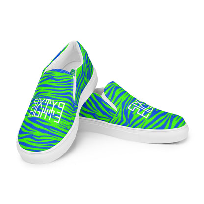 Sixty Eight 93 Logo White Zebra Blueberry Lime Women's Slip On Shoes