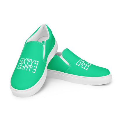 Sixty Eight 93 Logo White & Sea Green Women's Slip On Shoes