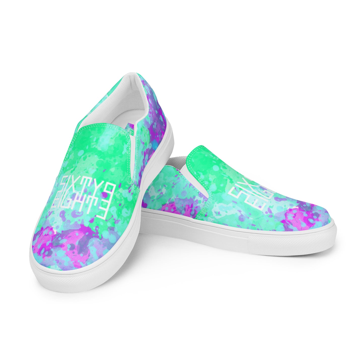 Sixty Eight 93 Logo White Incredible Marble Blue Women's Slip On Shoes