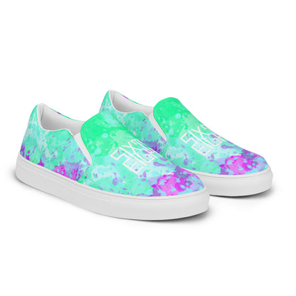 Sixty Eight 93 Logo White Incredible Marble Blue Women's Slip On Shoes